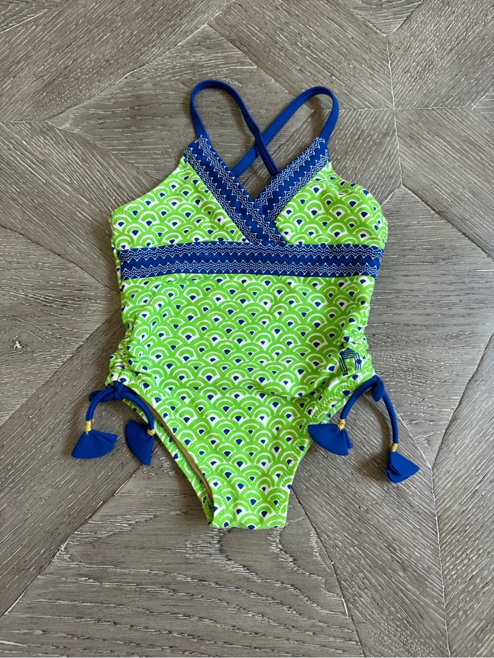 Cabana Life Toddler Green & Blue One-Piece Swimsuit